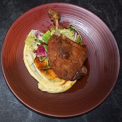 Duck Confit with Mashed Potatoes and Greens| jules