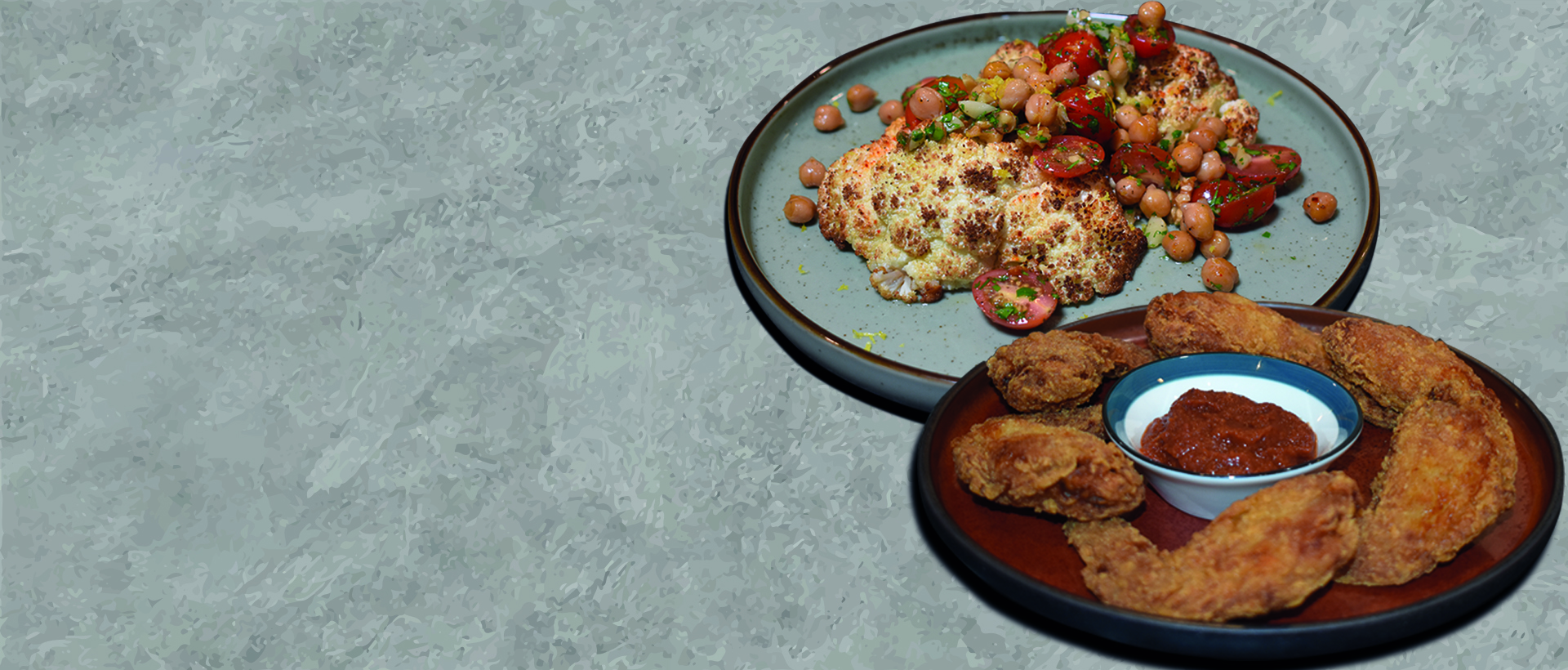 Roasted cauliflower topped with a chickpea-tomato salad | jules